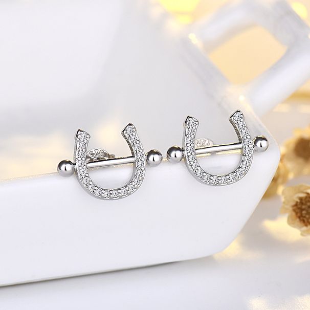 Silver plated 14K mini personalized small U earrings for women's new trend 2025 ins earrings live broadcast_voghion.com