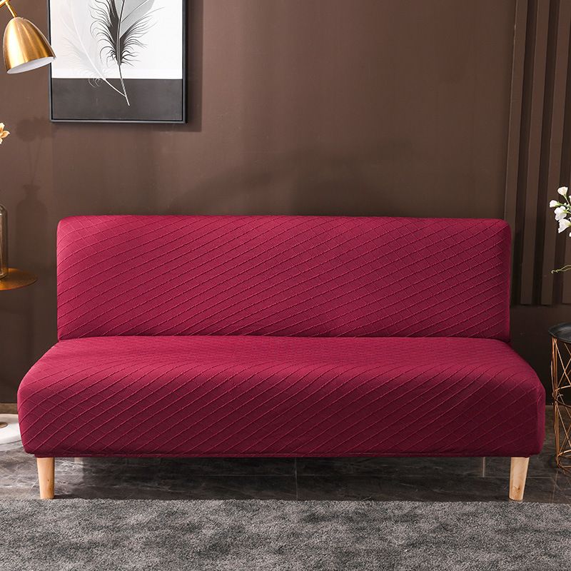 Solid color thickened knitted jacquard armless sofa cover elastic universal lazy sofa bed cover armless dust cover_voghion.com
