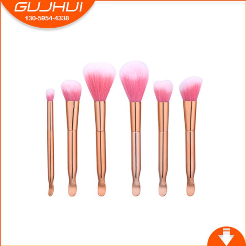 Set di 6 pennelli per il trucco, strumenti di bellezza, pennelli per il trucco a forma di cucchiaio, oro rosa, pennello per fondotinta GUJHUI_voghion.com