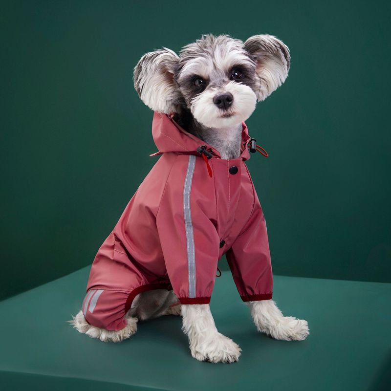 【 Colorful Choice 】 Four Seasons Outdoor Reflective Strip Teddy Bear Dog Clothes Waterproof Hooded Raincoat_voghion.com