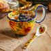 Sunflower-Themed Enamel Coffee Mug & Spoon Set - Vintage European-Style Tableware - 2-Piece Floral Cup Set - Handcrafted Ceramic-Like Finish_voghion.com