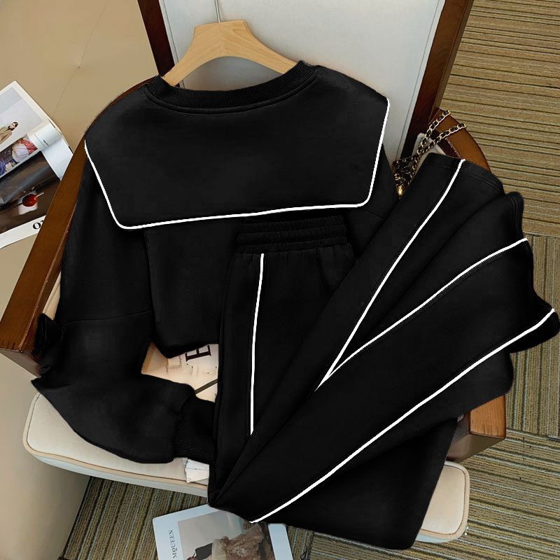 Abbigliamento donna casual maglione tuta pantaloni autunno e inverno donne 2024 nuovi piccoli pantaloni sportivi alla moda due pezzi tuta_voghion.com