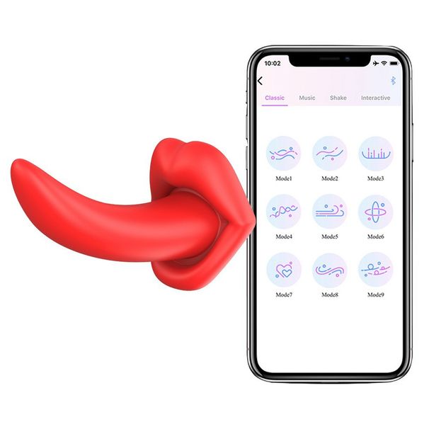 Vibratore indossabile con lingua simulata femminile, masturbatore wireless, telecomando APP, giocattoli sessuali per adulti_voghion.com