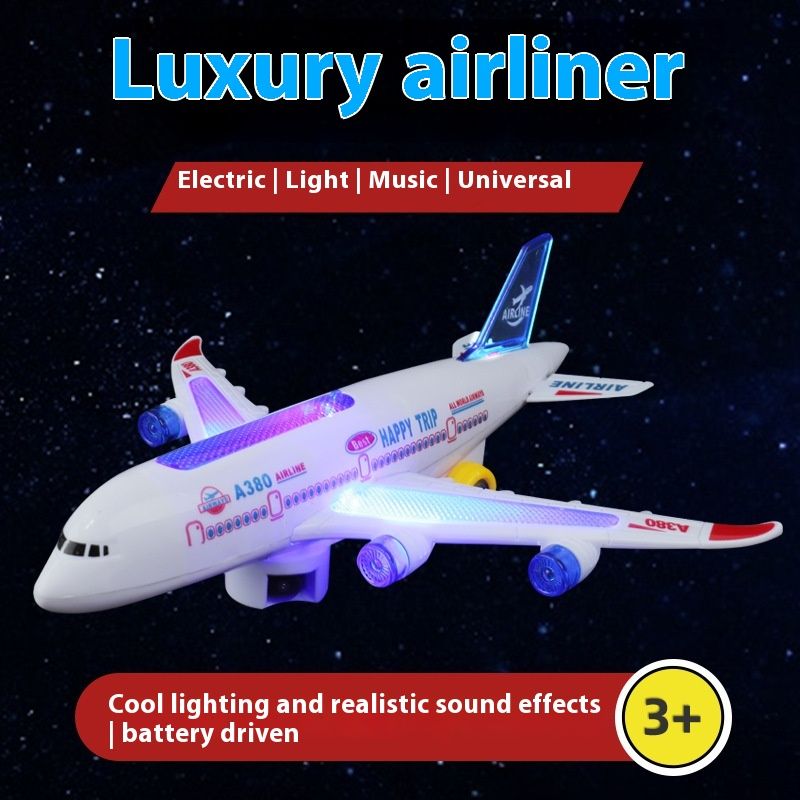 Wanxiang Stor Musik Elektrisk Leksak A380 Airbus Flygplansmodell Barnplan_voghion.com