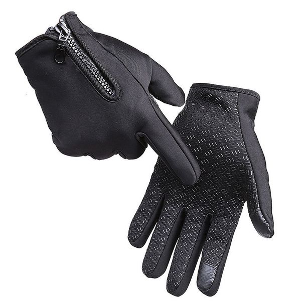 Outdoor Winter Ski Zipper Touchscreen Windproof Warm Men Women Cycling Mountaineering Cold-Proof Gloves_voghion.com