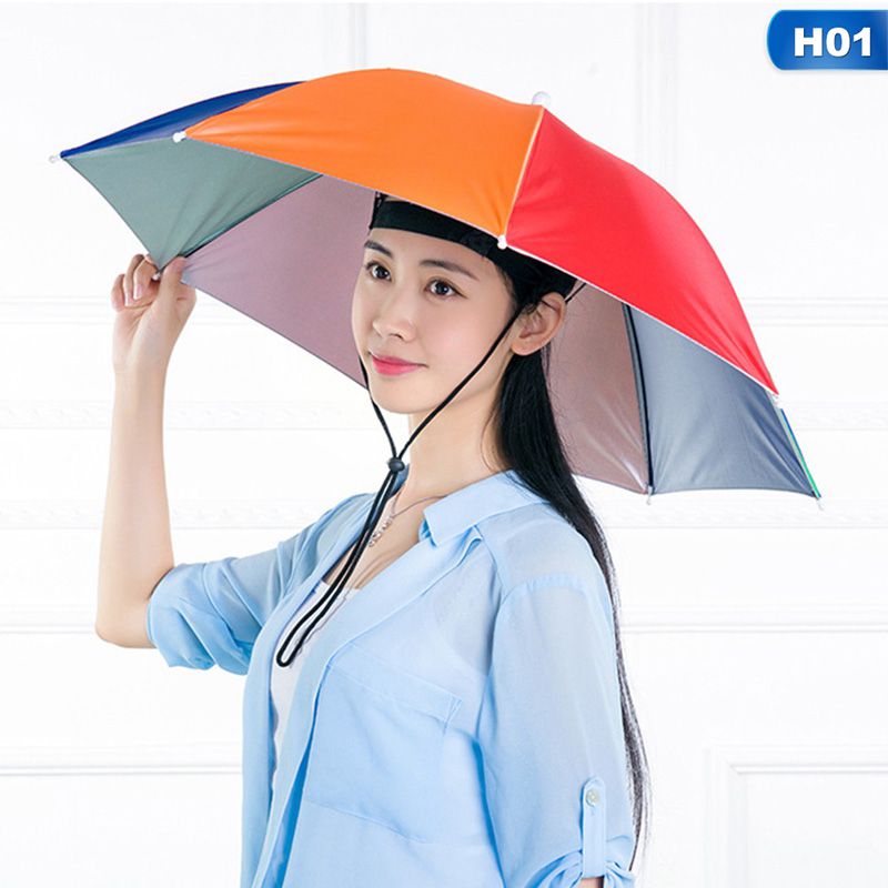Folding Umbrella Hat Non-handle Fishing Headwear Waterproof Camping Cycling Foldable Chapeau Outdoor Hand-free Raining Day Hats_voghion.com