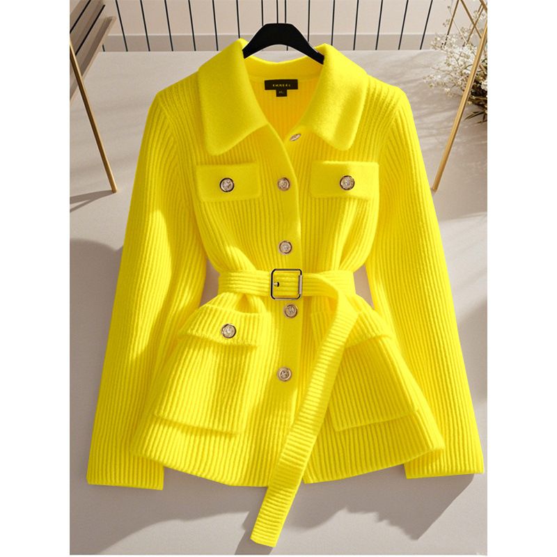 Women's Clothing Autumn And Winter Sweater Unique Beautiful Soft Waist Knitted Jacket_voghion.com