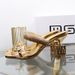 High aesthetic gold one word slipper 2024 summer new fashion thick irregular metal high heel external wear sandal_voghion.com