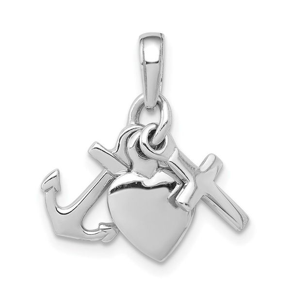 14K White Gold 3D Faith, Hope And Charity Charm_voghion.com