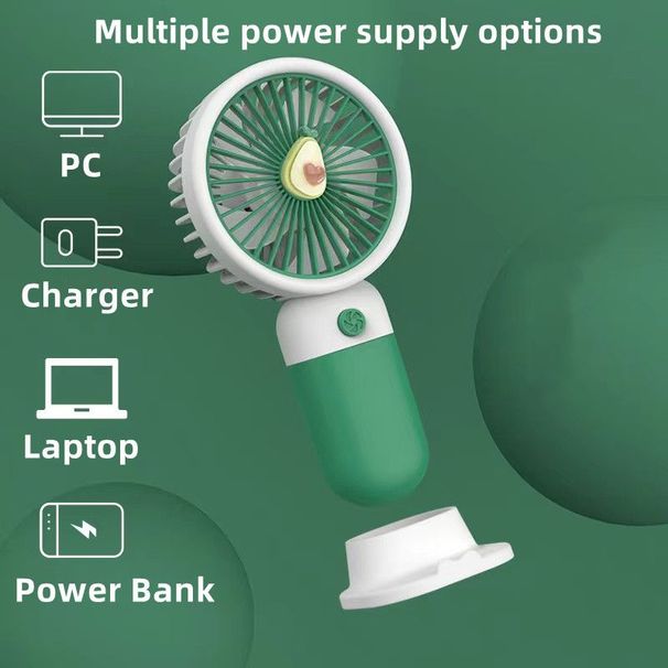 1 Stück Handventilator, Mini-USB-Ventilator mit Halterung; wiederaufladbar; tragbarer Handventilator in süßer Blumen- und Fruchtform; Tischventilator zur Kühlung für Mädchen_voghion.com