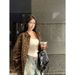 Women's American Retro Leopard Print Polo Collar Shirt Jacket For Women Early Autumn Lazy Style Loose Elegant Mid-Length Trench_voghion.com