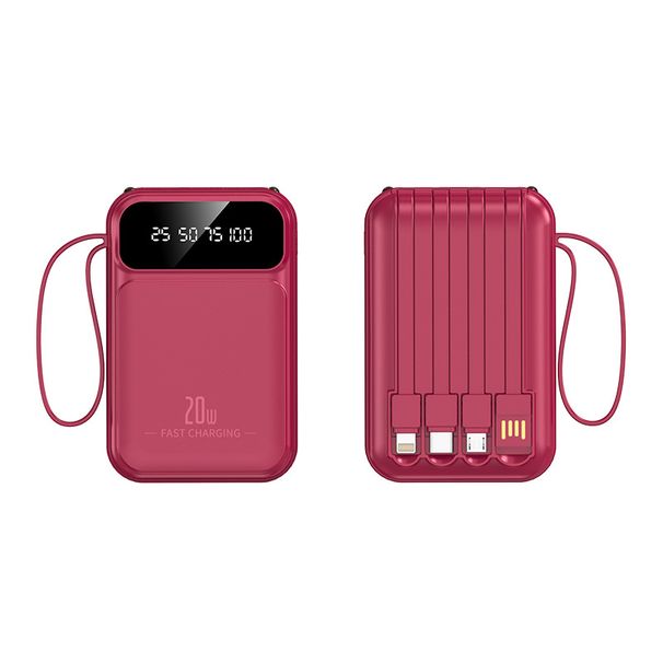 Power Bank Mini Kleine Power Bank Mit Gebaut In Kabel 20000 MAh Große Kapazität Geschenk Mobile Power Bank Mit Angepasst Logo_voghion.com