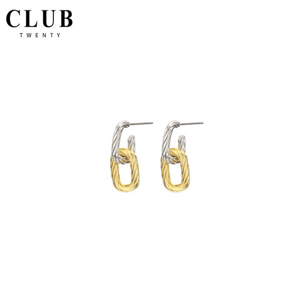 Orecchini retrò in ottone placcato oro e argento a contrasto con temperamento orecchini in metallo di alta qualità orecchini temperamento semplice femminile_voghion.com