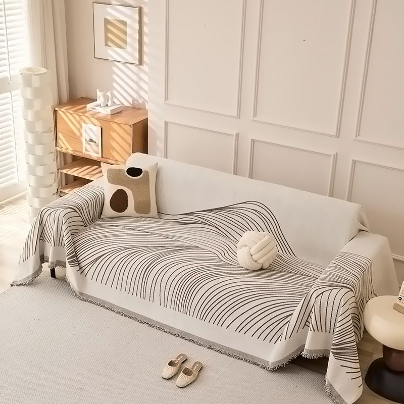 Housse de canapé en chenille – Housse extensible géométrique moderne avec envers antidérapant (convient aux canapés sectionnels, 9 tailles, lavable en machine)_voghion.com