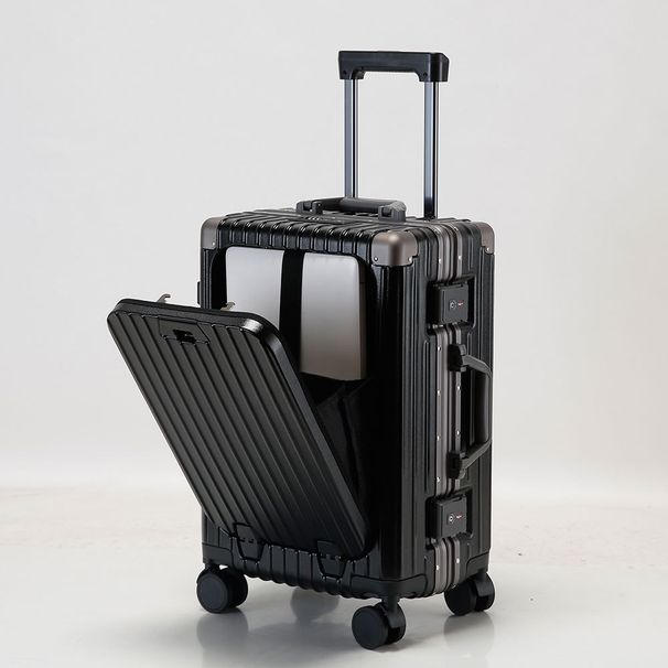 Premium resväska med framsida, öppning för 20 kg handbagage, aluminiumram, USB-laddningsport, multifunktionell resespinner för affärsresor_voghion.com
