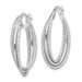 Sterling Silver Rhodium-plated Polished And Textured Triple Hoops_voghion.com
