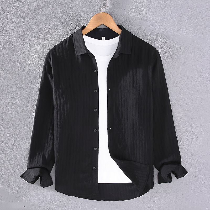 Men's Clothing Breathable Bamboo Fiber Long Sleeve Shirt Slim Fit Casual Button Down Shirt Soft Comfortable Wrinkle-Free Blouse, Multiple Colors_voghion.com