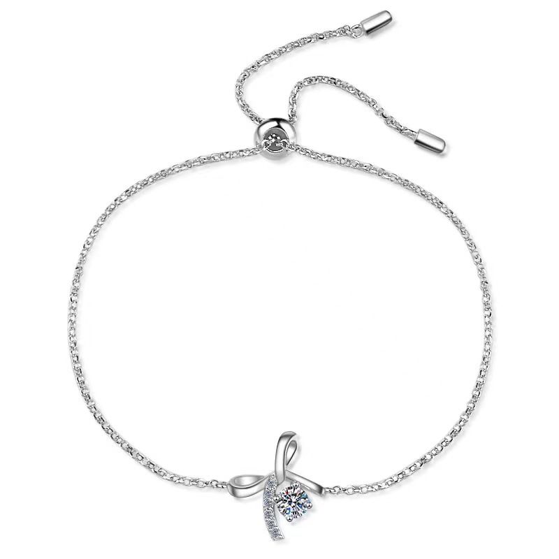 2024 neues reines Silber für Frauen Bowknot Moissanite verstellbares Armband_voghion.com