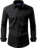 Herrenhemd Regular Fit Stretch Fleckenschutz Langarm Einfarbig Business Hochzeit Button-Down-Hemden_voghion.com
