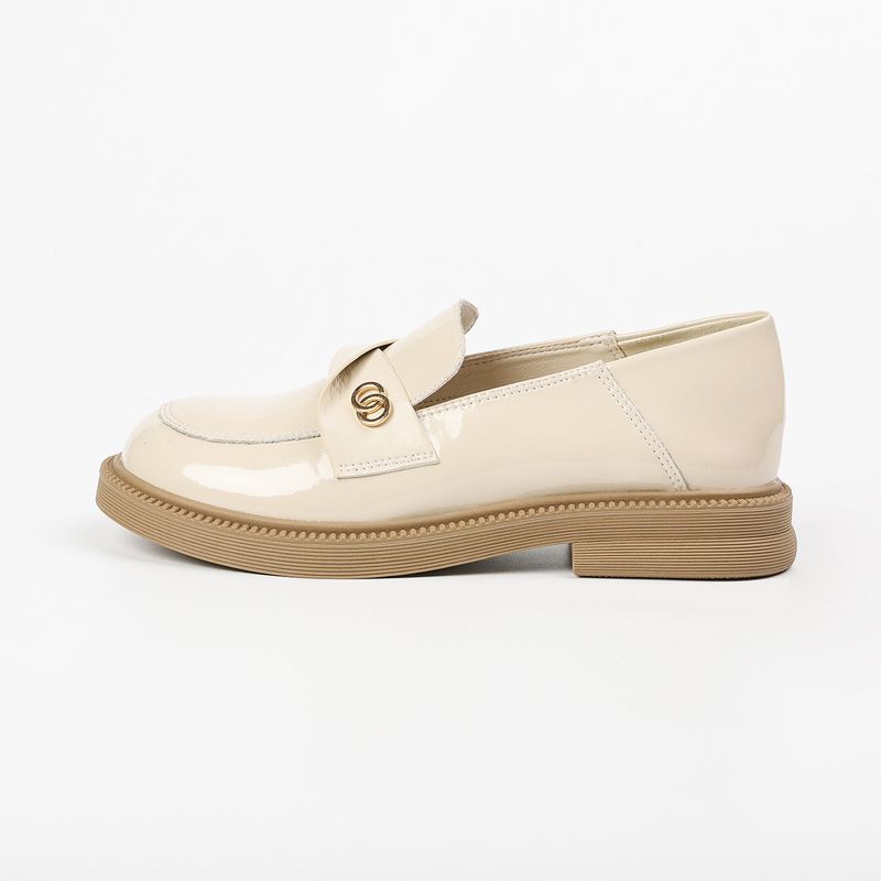 Französische Hepburn-Loafer mit dicker Sohle und tiefem Mund für Damen, ein Fuß von Beige entfernt, kleine Lederschuhe im britischen Stil, einzeln_voghion.com