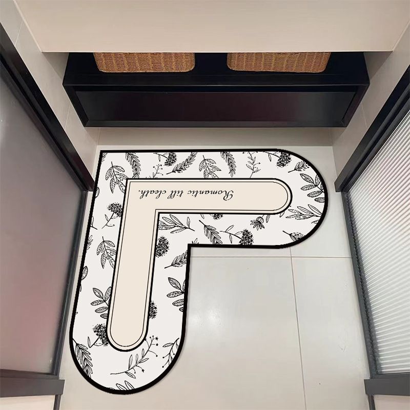 Tapis de sol d'angle simple en forme de cœur pour salle de bain, séparation sèche et humide, absorption de l'eau, tapis antidérapant en forme de L pour porte de salle de bain_voghion.com