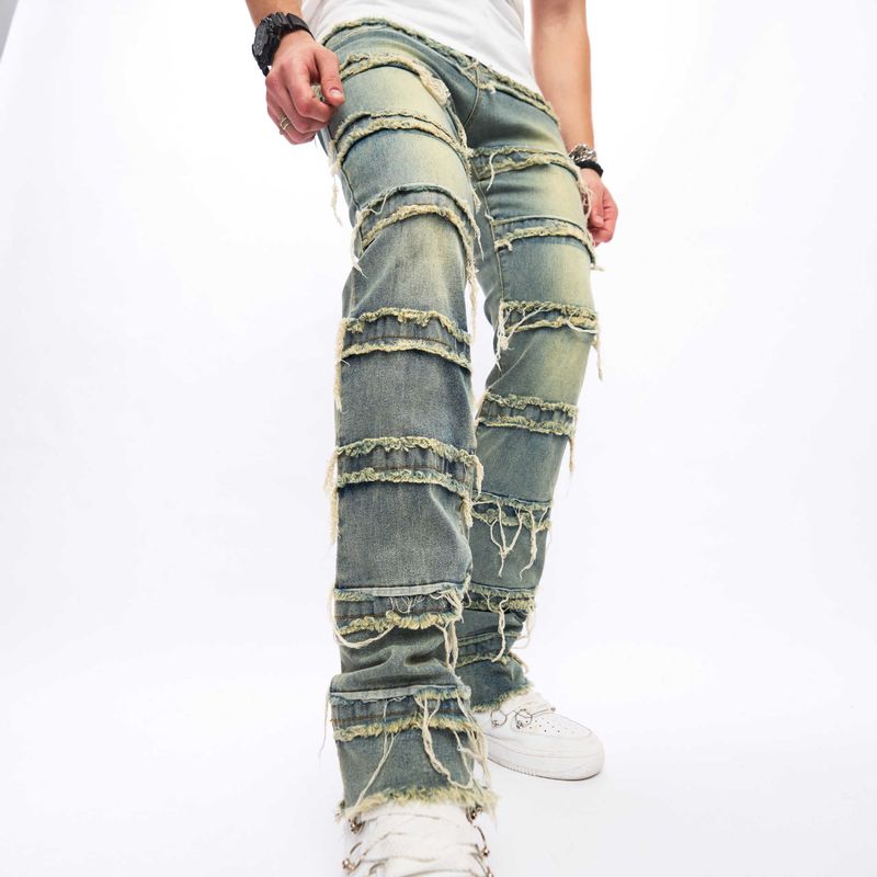 Vêtements pour hommes 2024 nouveaux pantalons slim bootcut pour hommes jeans pour hommes hip hop high street pour hommes_voghion.com