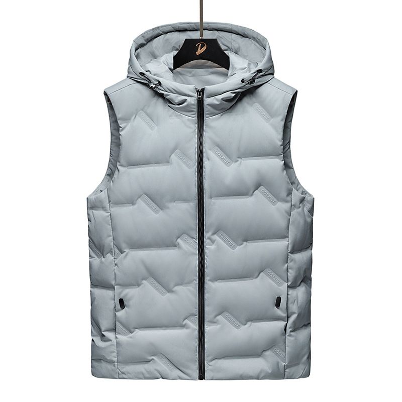 Roupas masculinas outono e inverno colete de algodão de seda novo estilo masculino tendência deste ano colete com capuz roupas colete de algodão jaqueta masculina_voghion.com