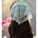 Fascia per capelli sottile in pizzo francese, verde primaverile, da donna, con nodo triangolare_voghion.com