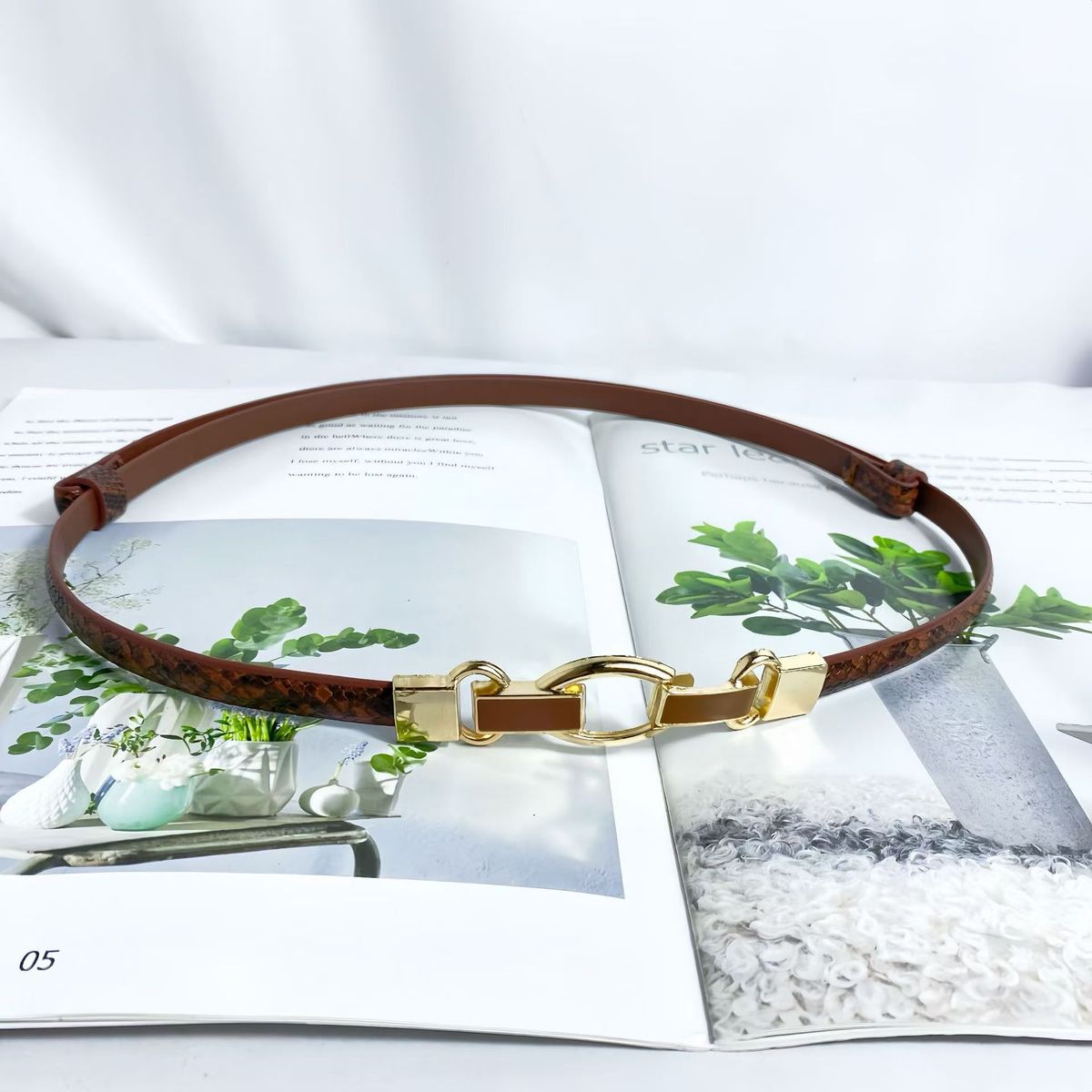 Autumn Winter New Adjustable Belt Snake Skin Pattern Casual Chain Women's Pants Short Skirt High-end Waist Cincher_voghion.com