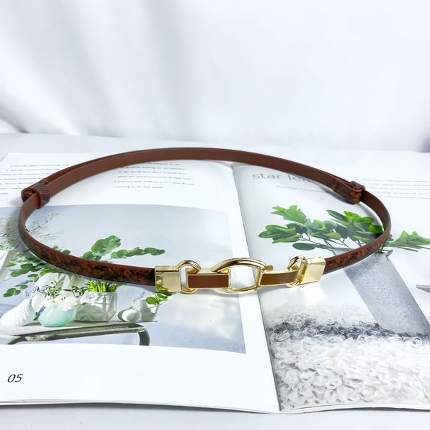 Autumn Winter New Adjustable Belt Snake Skin Pattern Casual Chain Women's Pants Short Skirt High-end Waist Cincher_voghion.com