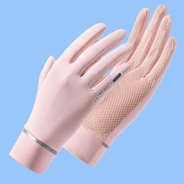 Gants de protection solaire pour femmes, en soie glacée respirante et fine, sans doigts, pour le cyclisme, la conduite de vélos électriques et les écrans tactiles._voghion.com