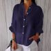 Camicia da donna in cotone e lino con design a cravatta sul retro_voghion.com