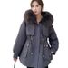 Women's Fashionable Parka Coat With Detachable Fox Fur Collar & Otter Rabbit Fur Lining, Mid-Length Winter Jacke For Casual Style_voghion.com