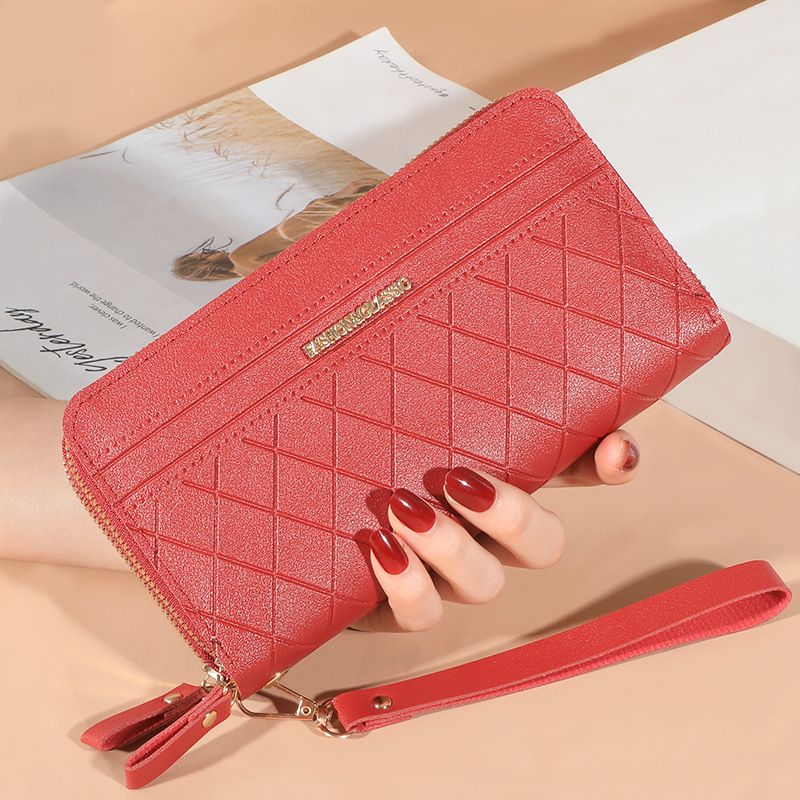 2021 New wallet women's long double zipper wallet women's Korean-style large capacity simple all-match card holder mobile phone bag_voghion.com