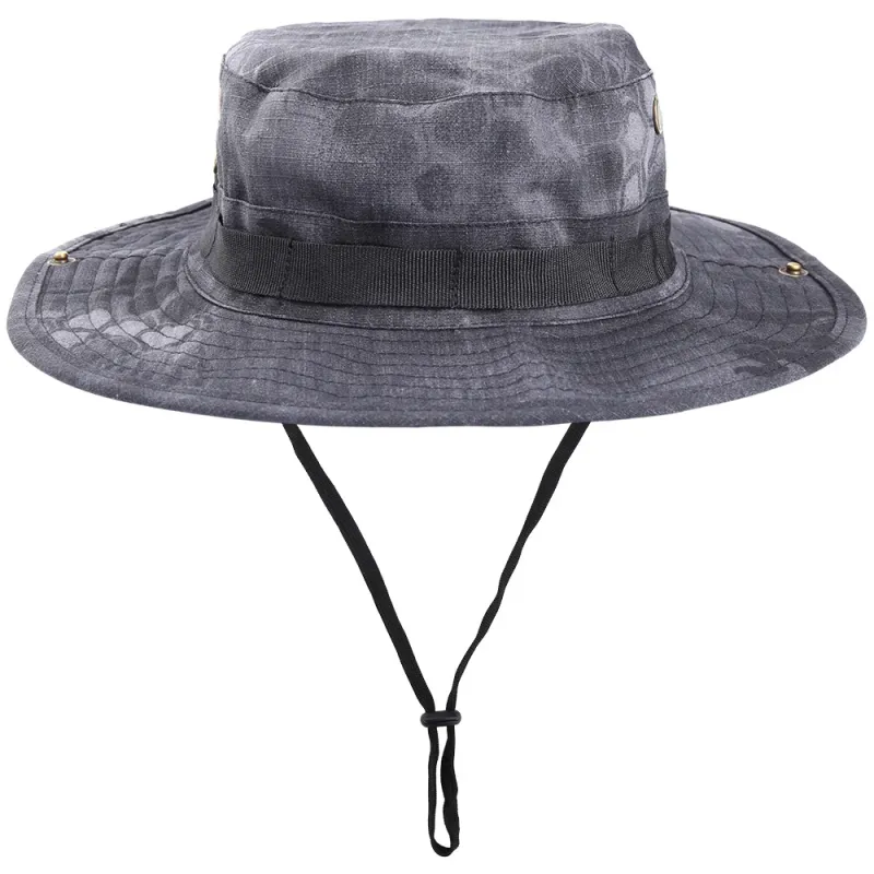 Hot Sale Breathable Tactical Fishing Sun Hat Summer Camouflage Adjustable Bucket Hats Hiking Hunting Sports Windproof Foldable_voghion.com