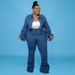 Women's Clothing Plus Size Clothes Denim Jacket & Pleated Pants Set – Relaxed Fit Long Sleeve Coat With Cuffed Trousers (XL-5XL, Classic Blue_voghion.com
