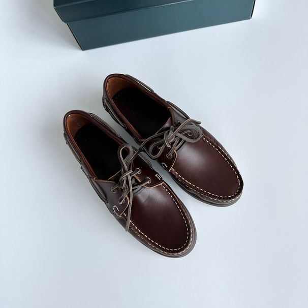 Scarpe casual in pelle di vacchetta, fatte a mano, stile francese elegante unisex, morbide e comode_voghion.com