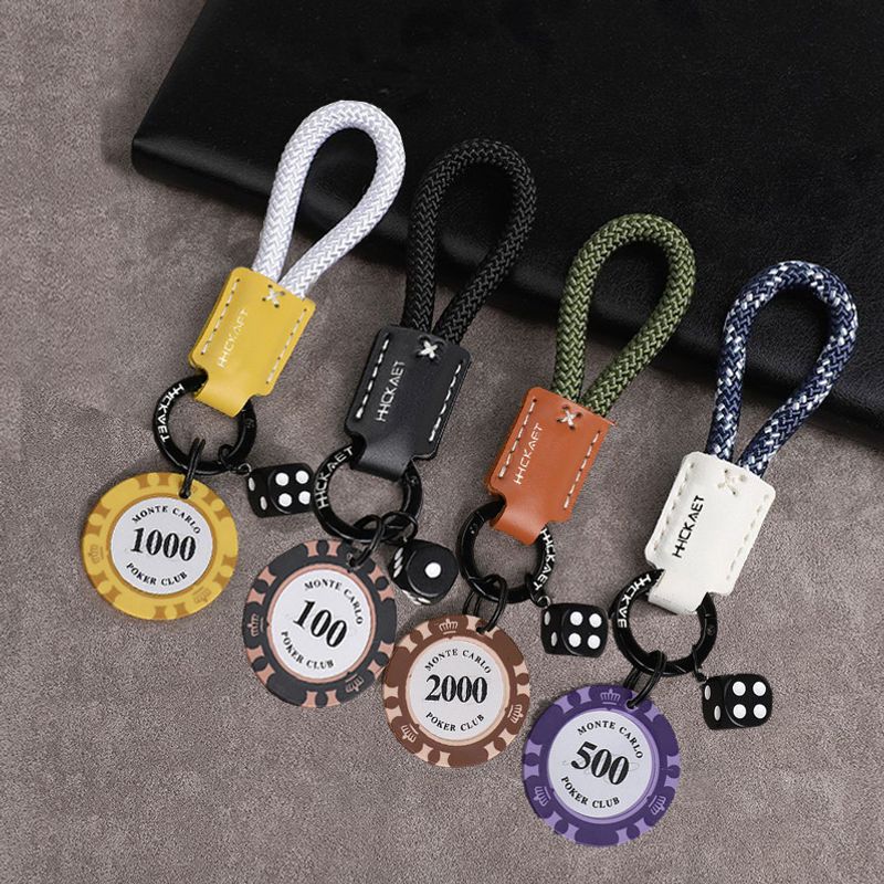 Chips, dice, cowhide, good luck, car keychains, bags, couple pendants, personalized high-end men's and women's ornaments_voghion.com