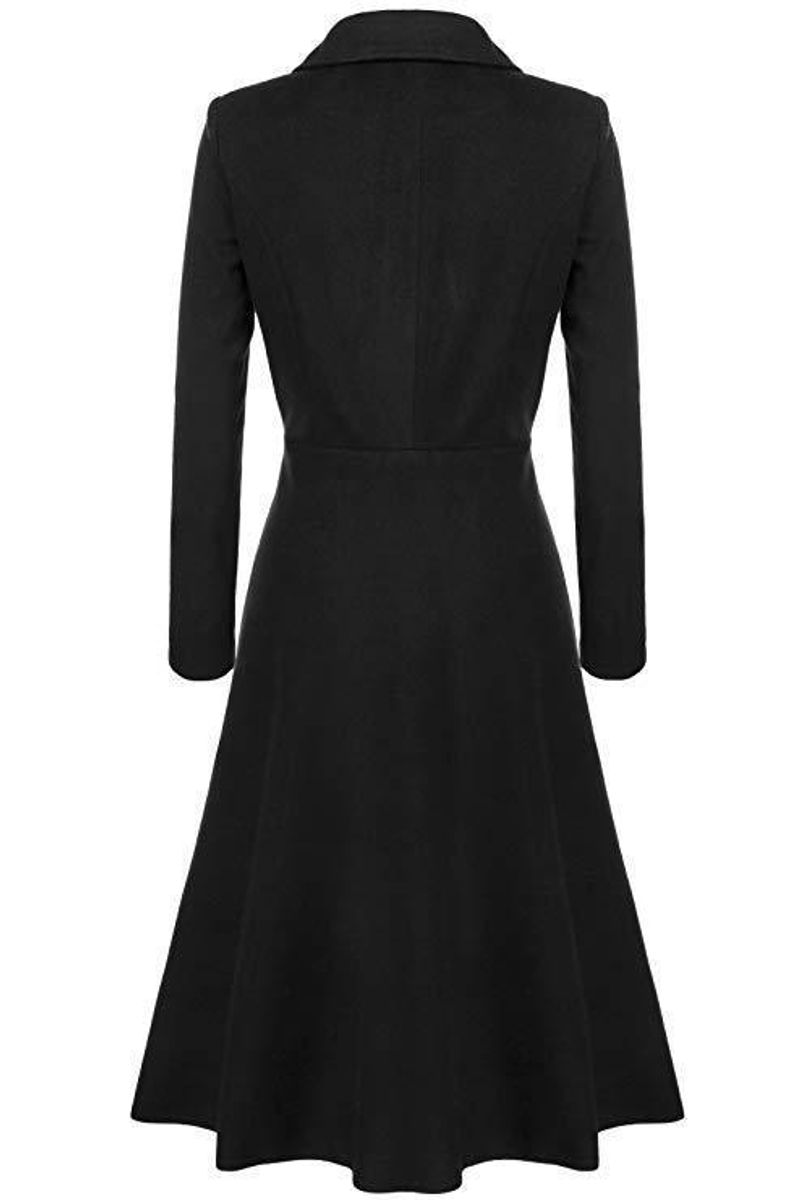 Manteau en laine pour femme, pardessus à manches longues_voghion.com