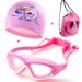 Barnens imskyddande simglasögon med stor båge, simmössa, ryggsäck, dragskoväska, näsklämma, öronproppar, simutrustning_voghion.com