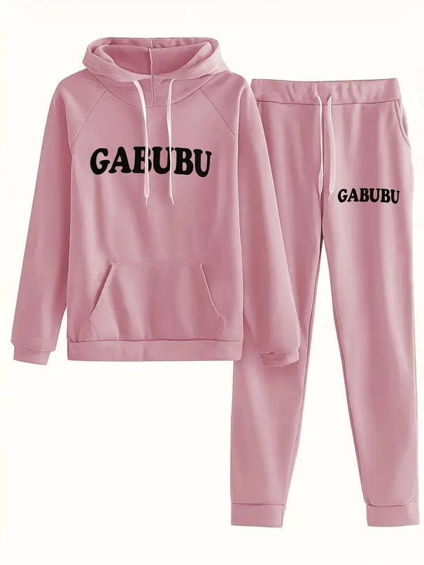 Women's Casual Hoodie & Pants Set With Letter Print - Long Sleeve Two-Piece Outfit For Work & Travel (Available In S-XXL, Multiple Colors)_voghion.com