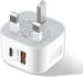 Chargeur mural rapide USB-C 20 W PD à double port, adaptateur secteur de voyage pour le Royaume-Uni_voghion.com