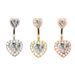 Piercing per ombelico in acciaio inossidabile a forma di cuore, con bottone intarsiato, europeo e americano, a doppio cuore, transfrontaliero_voghion.com