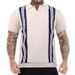 Men's Clothing Polo Shirt V Neck Short Sleeved Knitted Sweater Men's Striped Color Matching Slim Fit Business Ice Silk Breathable Trendy_voghion.com