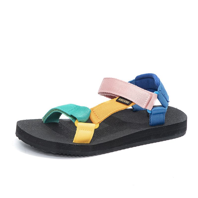 Neue bunte Sommersandalen für Damen, vielseitige, flache, rutschfeste Sandalen für den Außenbereich, für Sport und Freizeit_voghion.com