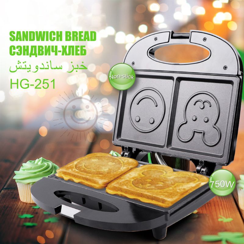 Evropski standardni nasmejani obraz hine pesek kruh peka srčkan toast štedilnik gospodinjski večnamenski opekač kruha R.251_voghion.com
