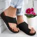 Damen Keilabsatz Clip-Toe Strand Hausschuhe Große Größe Damenschuhe Damen Hausschuhe_voghion.com