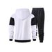 Men's Color-Block Hooded Jacket & Jogger Set - Fleece-Lined Zip-Up Tracksuit With Drawstring Waist_voghion.com