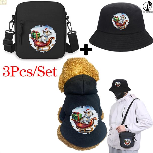 3Pcs/Set Animal Kangaroo Purple Stars Print Bag Hat, Winter Soft And Warm Comfortable Bag Hat Suitable For Outdoor Travel With Pets, Durable Pet Gear_voghion.com