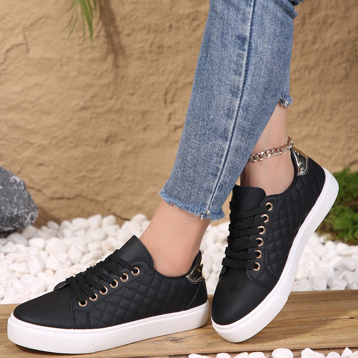 Damesschoenen Grote Maat Damesschoenen Platte Witte Schoenen Ronde Kop Eenvoudige Effen Kleur Casual Schoenen Dames_voghion.com